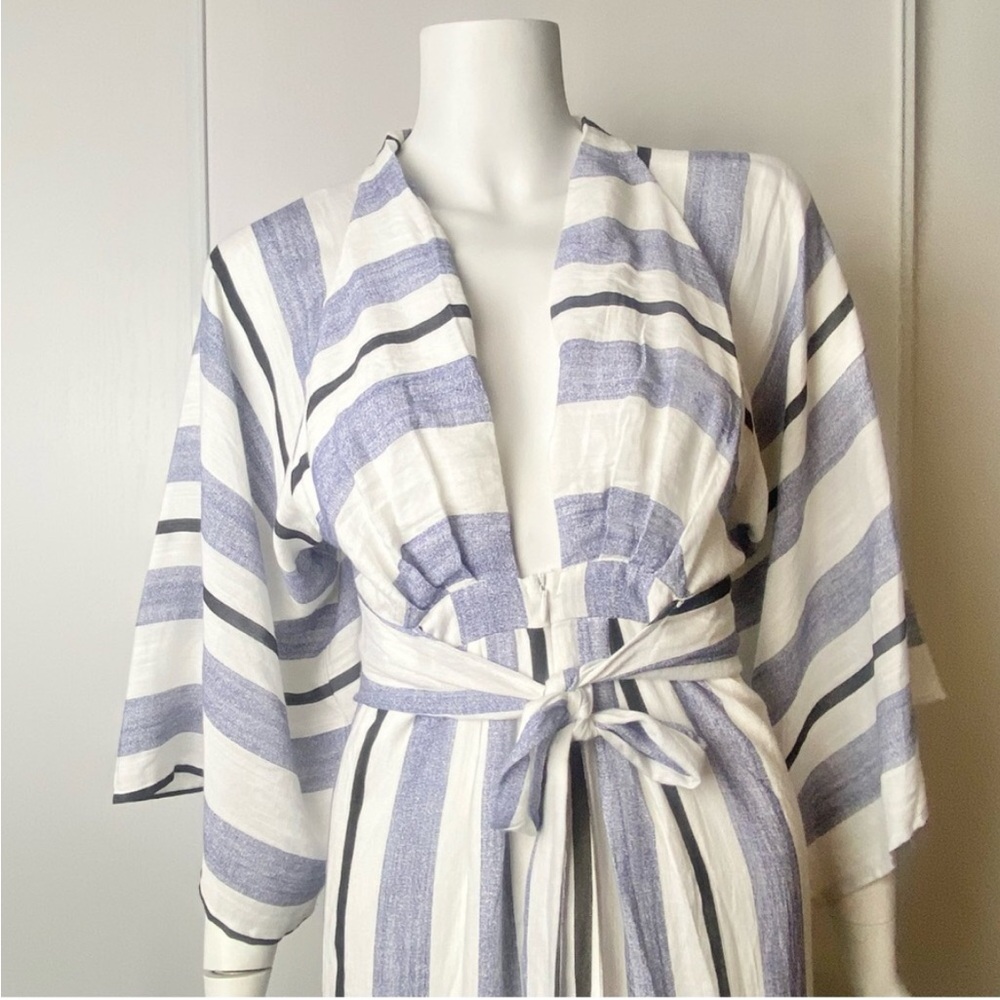 Long kimono sleeved striped dress